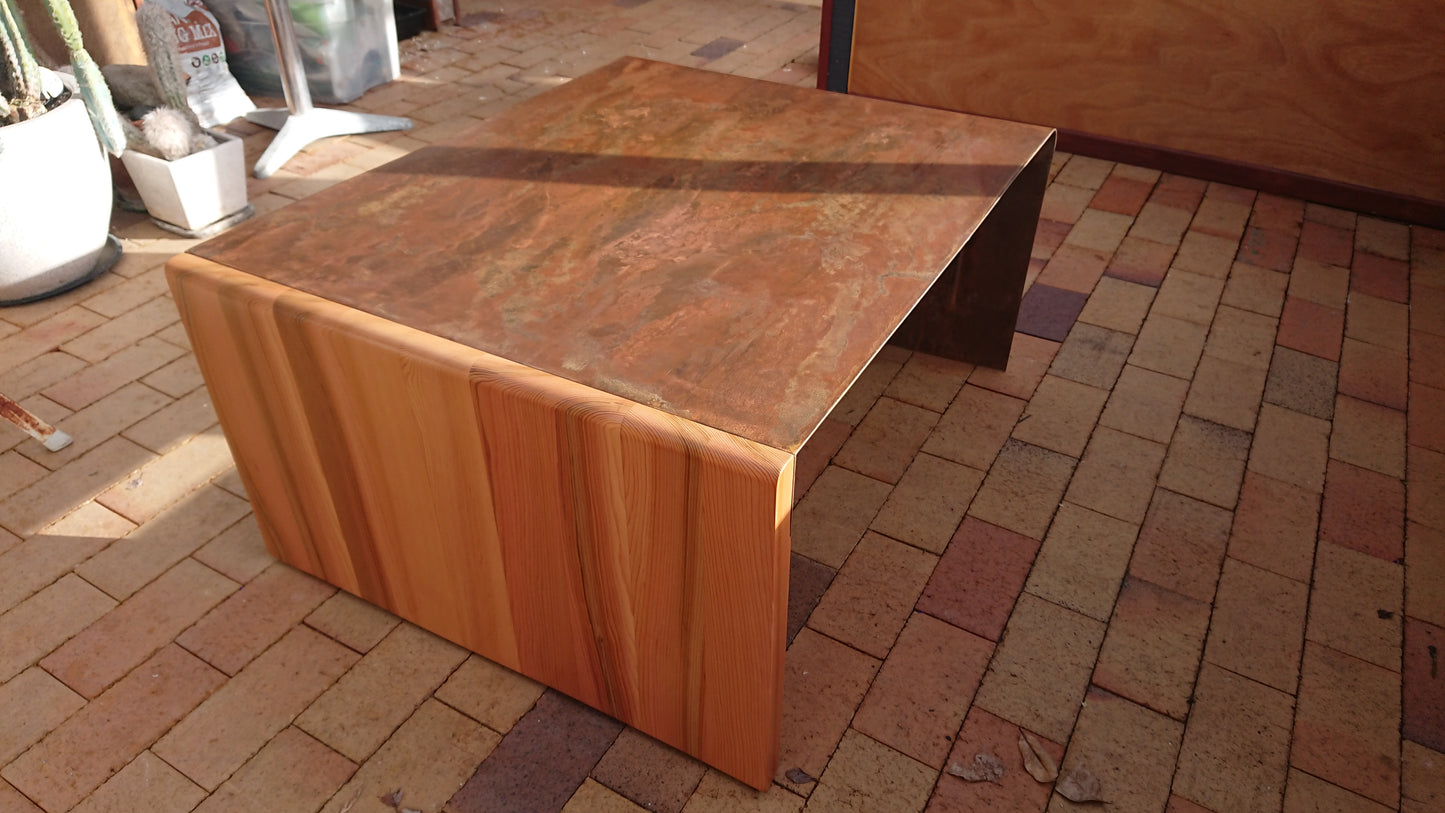 Rust Patina And Cedar Timber Table # 2 In The Yin Yang Series