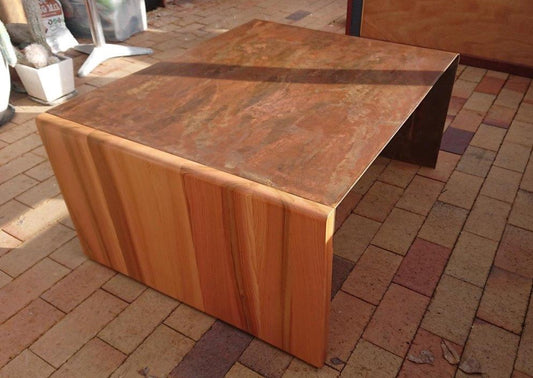 Rust Patina And Cedar Timber Table # 2 In The Yin Yang Series